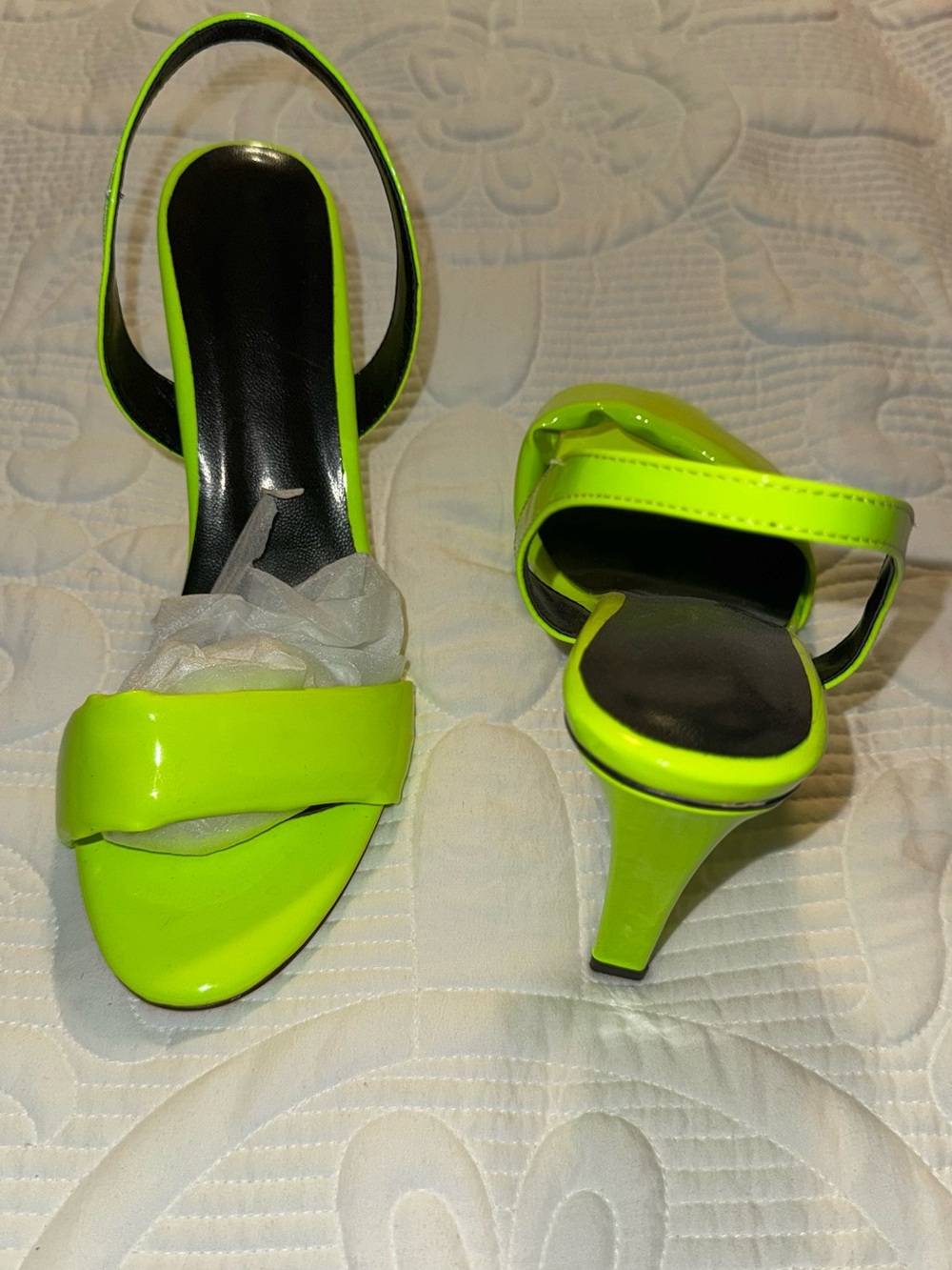 Neon Lime Slingback Heels - Women Shoes